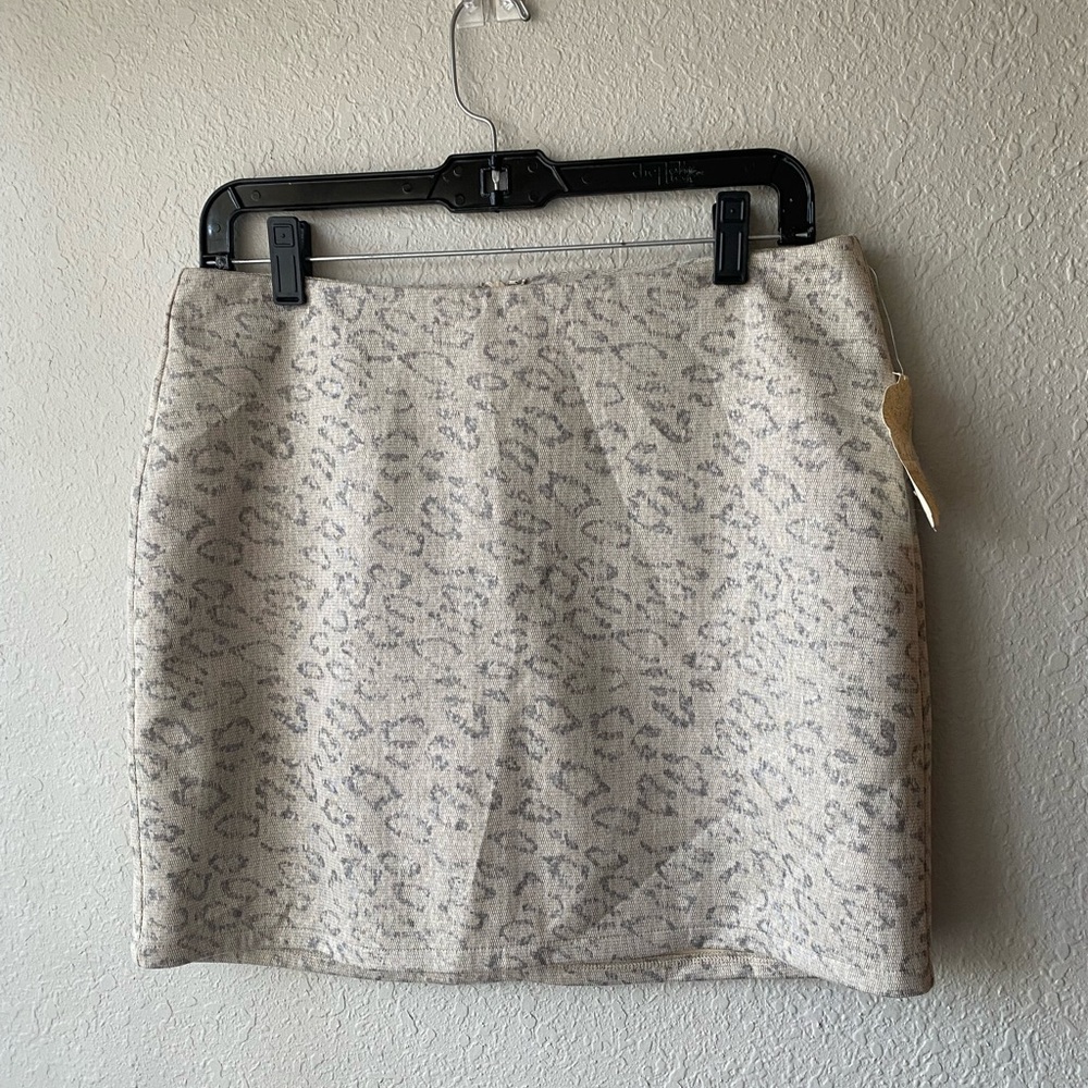 Altar'd State Cream and Gray Mini Skirt